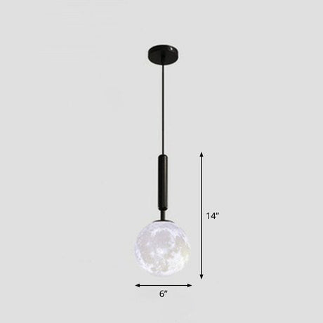 Minimalist Metal Crescent Pendant Light - 3D Printed Moon Shape Single Hanging Lamp