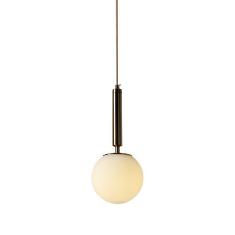 Minimalist Single-Bulb Bedside Pendant Lamp With White Glass Shade