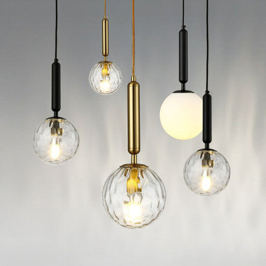 Modern Hammer Glass Pendant Light - Elegant Ball Shaped Hanging Fixture For Restaurants