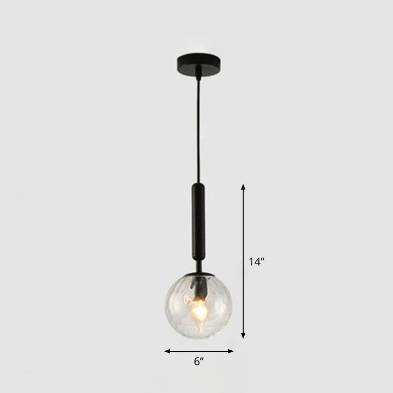 Modern Hammer Glass Pendant Light - Elegant Ball Shaped Hanging Fixture For Restaurants Black