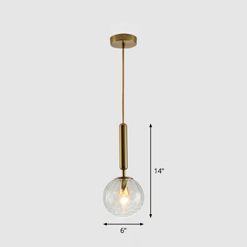 Modern Hammer Glass Pendant Light - Elegant Ball Shaped Hanging Fixture For Restaurants Gold