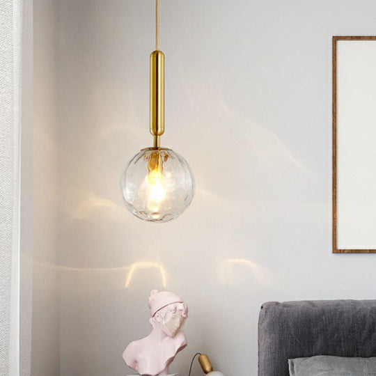 Ripple Glass Ball Pendant Lamp - Postmodern Gold Finish Ceiling Light