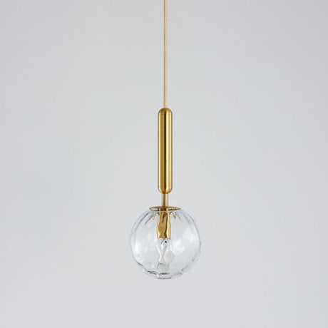 Postmodern Ripple Glass Pendant Lamp: 1-Head Gold Finish Ceiling Light