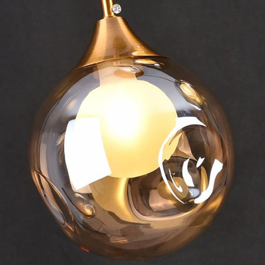 Postmodern Brass Pendant Light with Glass Shade - Bedside Lamp