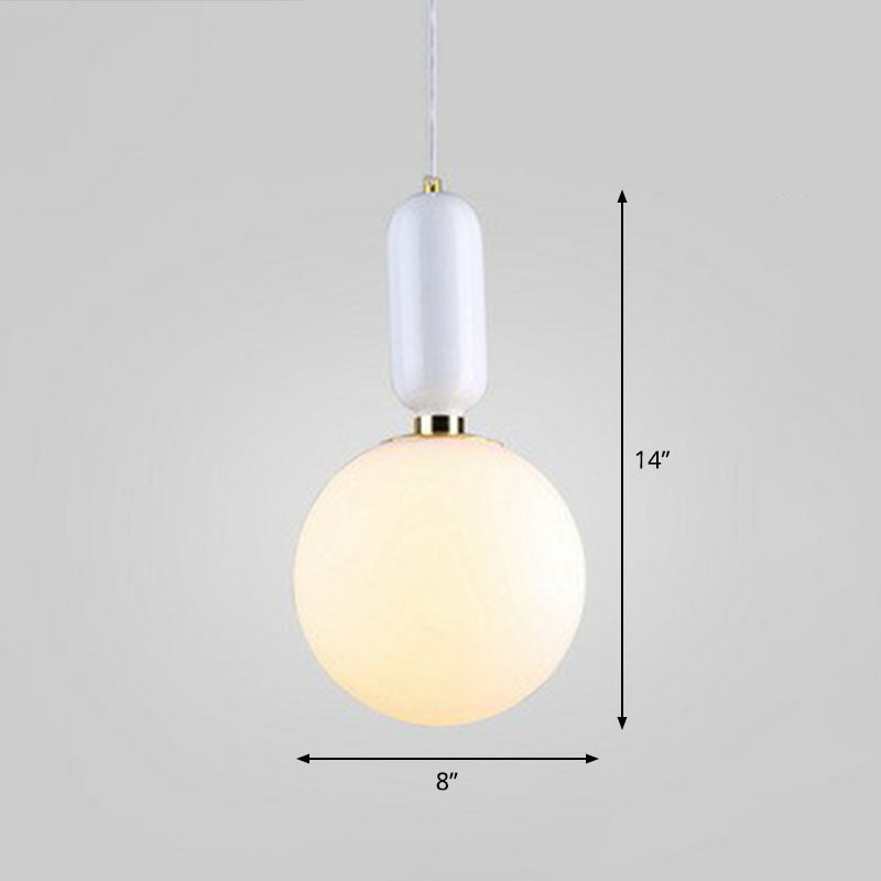 Nordic 1-Light Opaline Glass Hanging Light Fixture White / 8