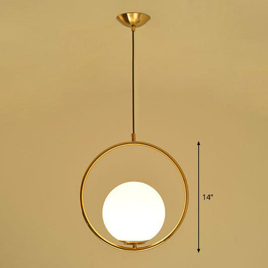 Milky Glass Kitchen Pendant Light- Modern Single-Bulb Hanging Ceiling Fixture