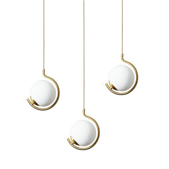 Simple Cream Glass Novelty Ball Pendant Light With Bedside Suspension - 1-Bulb Gold Lighting