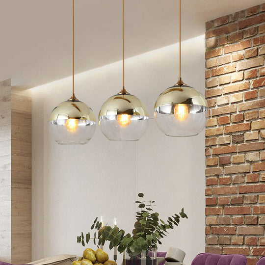 Sleek Electroplate Glass Pendant Light For Dining Room - Postmodern Single Ceiling Hang Design Gold