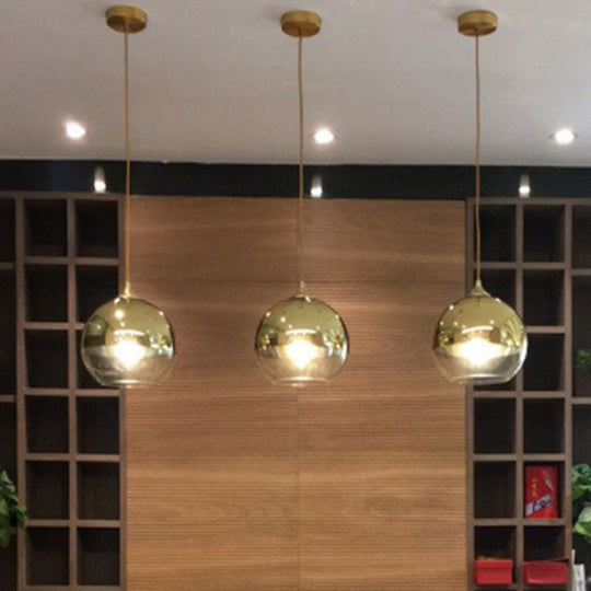 Sleek Electroplate Glass Pendant Light For Dining Room - Postmodern Single Ceiling Hang Design