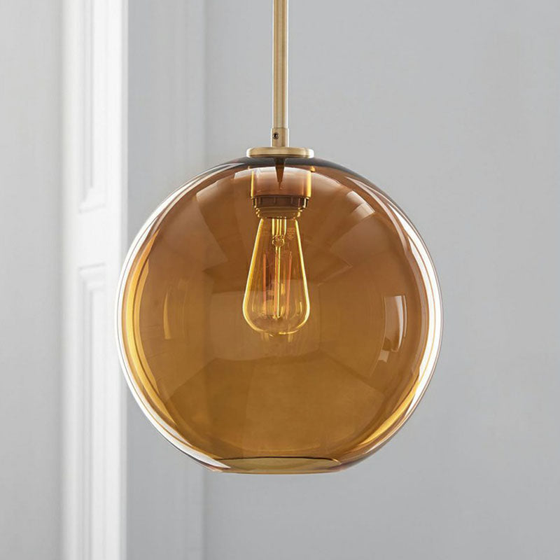 Sleek 1-Light Suspension Pendant With Globe Glass Shade - Perfect For Dining Room Ceilings Brown