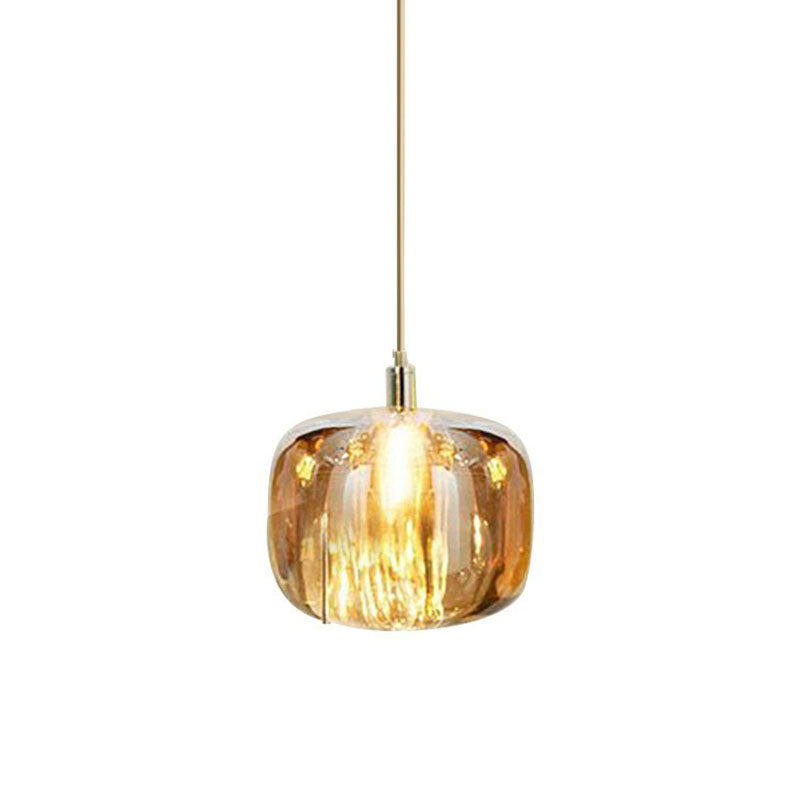 Postmodern Pumpkin Led Pendant Lamp: Creative Mirror Glass Hanging Light For Cafes