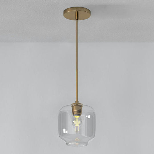 Clear Glass Mug Pendant Light With Simple Design Gold Finish And Suspension / B