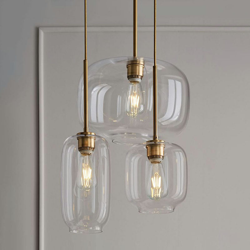 Clear Glass Mug Pendant Light With Simple Design Gold Finish And Suspension