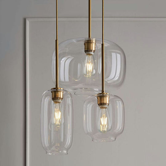 Clear Glass Mug Pendant Light With Simple Design Gold Finish And Suspension