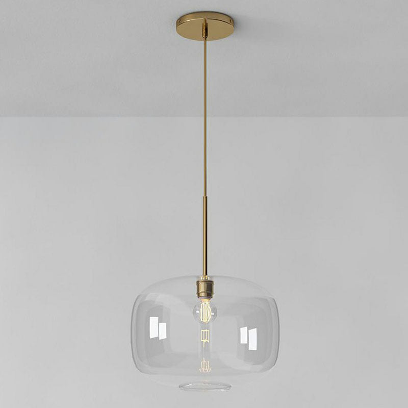 Clear Glass Mug Pendant Light With Simple Design Gold Finish And Suspension / A