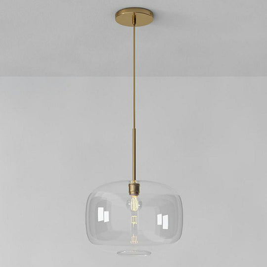 Clear Glass Mug Pendant Light With Simple Design Gold Finish And Suspension / A