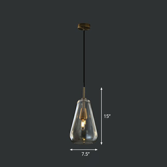 Droplet Glass Pendant Light - Open-Kitchen 1-Head Simplicity Pendulum In Brass Cognac