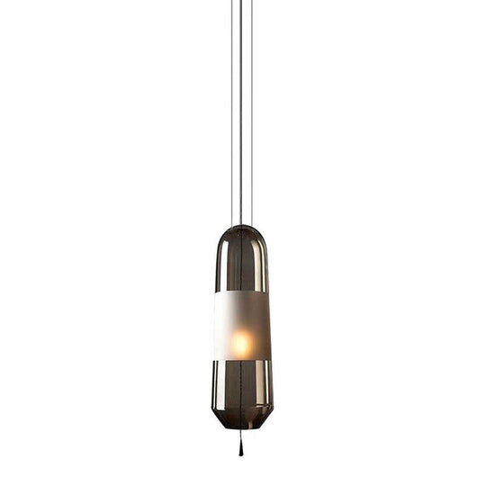 Nordic Glass Elliptical Suspension Light Pendant With Pull Chain - Perfect For Dining Rooms 1 Bulb