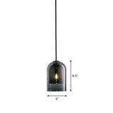 Contemporary Glass Cloche Hanging Lamp - Kitchen Pendant Light Fixture