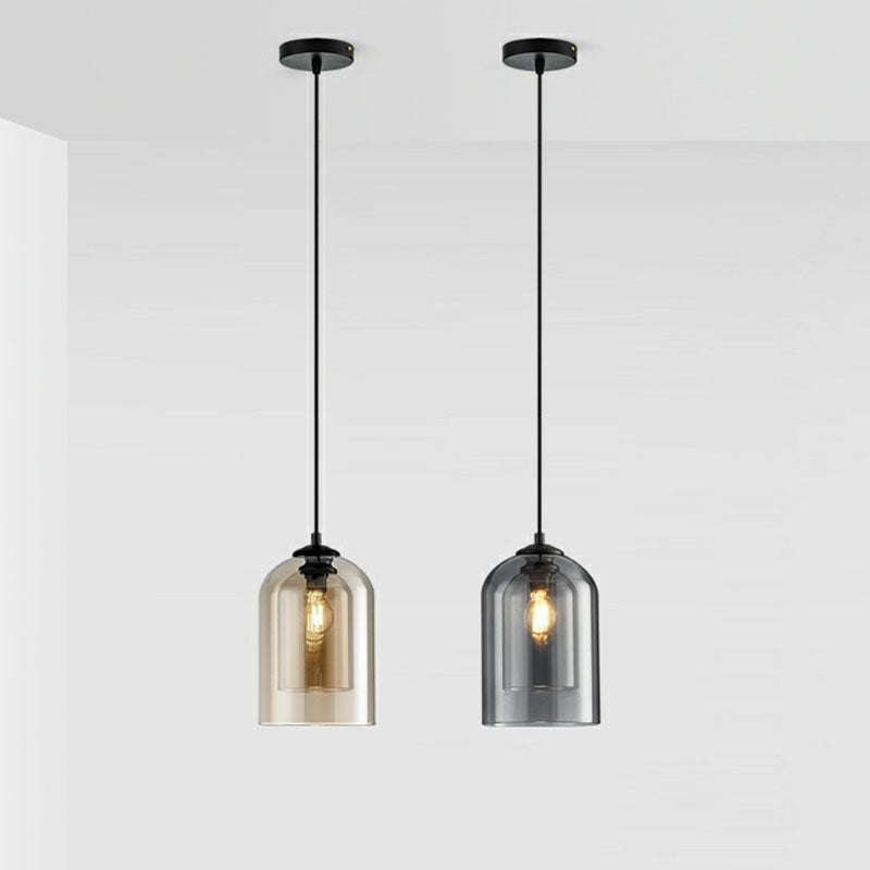 Modern Dual-Glass Pendant Light for Dining Room - Inverted Cup Design