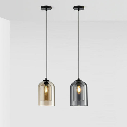 Dual-Glass Inverted Pendant Light For Dining Room Postmodern Ceiling Hang Lamp