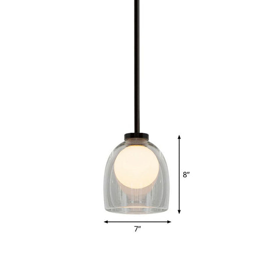 Contemporary Glass Pendant Light With Single Bell And Ball Design For Living Room Suspension Clear