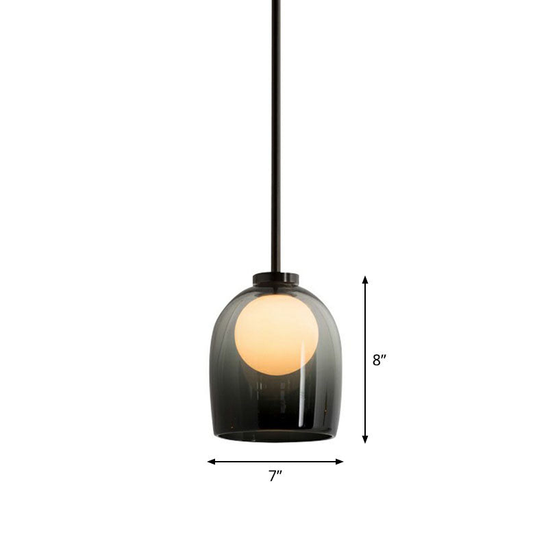 Contemporary Glass Pendant Light With Single Bell And Ball Design For Living Room Suspension Smoke
