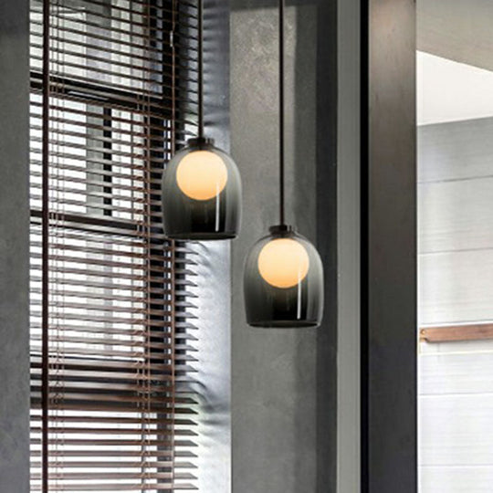 Contemporary Glass Pendant Light With Single Bell And Ball Design For Living Room Suspension