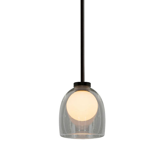 Contemporary Glass Cup Pendant Light for Dining Room - 1 Head Hanging Pendulum