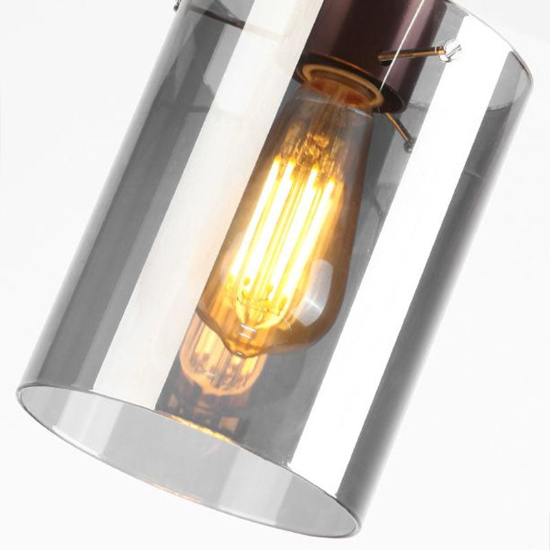 Smoke Grey Glass Pendant Light - Rose Gold Bottle Shaped Postmodern Hanging Fixture
