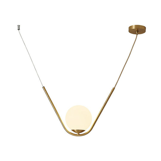 Simplicity White Glass Gold Pendant Light with Ball Suspended Design