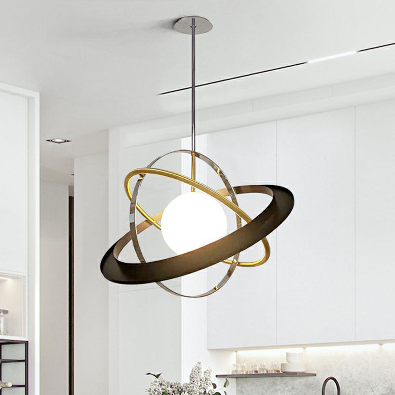Post-Modern Hanging Light Fixture - White Glass Ball with 1 Bulb - Stylish Ceiling Light for Dining Room
