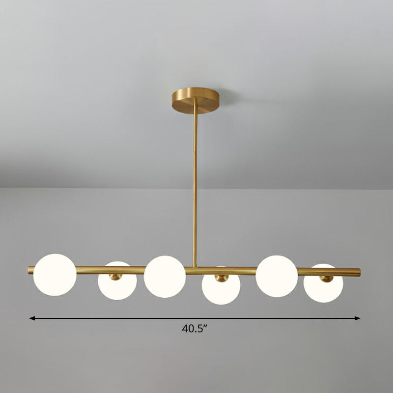 Brass Plated Glass Sphere Island Pendant Light - Modern Hanging Lighting For Dining Room 6 / White