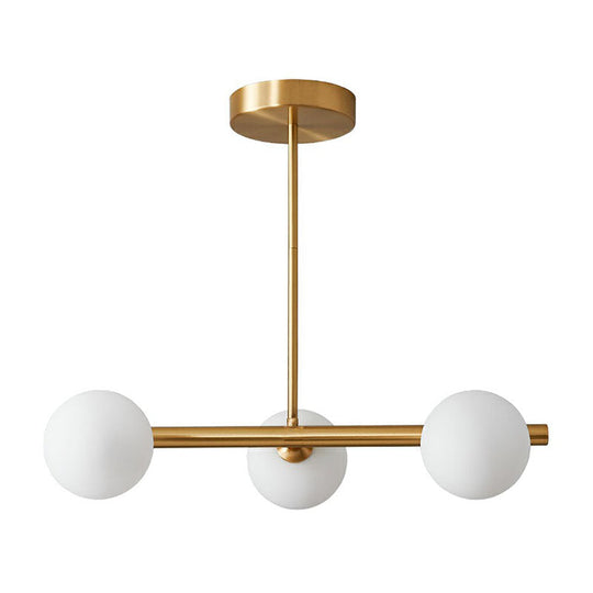 Brass Plated Glass Sphere Island Pendant Light - Modern Hanging Lighting For Dining Room