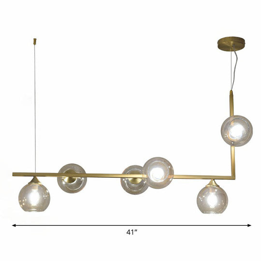 Dome Glass Ceiling Light - Postmodern 6-Head Hanging Lamp For Dining Table Cognac