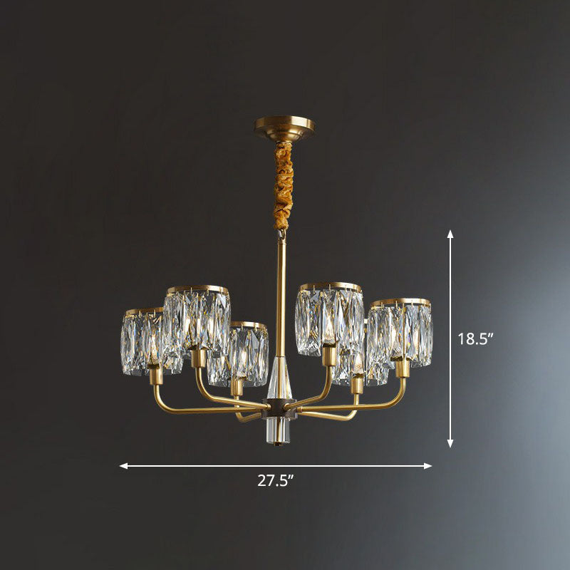 Postmodern Antique Gold Crystal Prism Chandelier Light Fixture 6 /