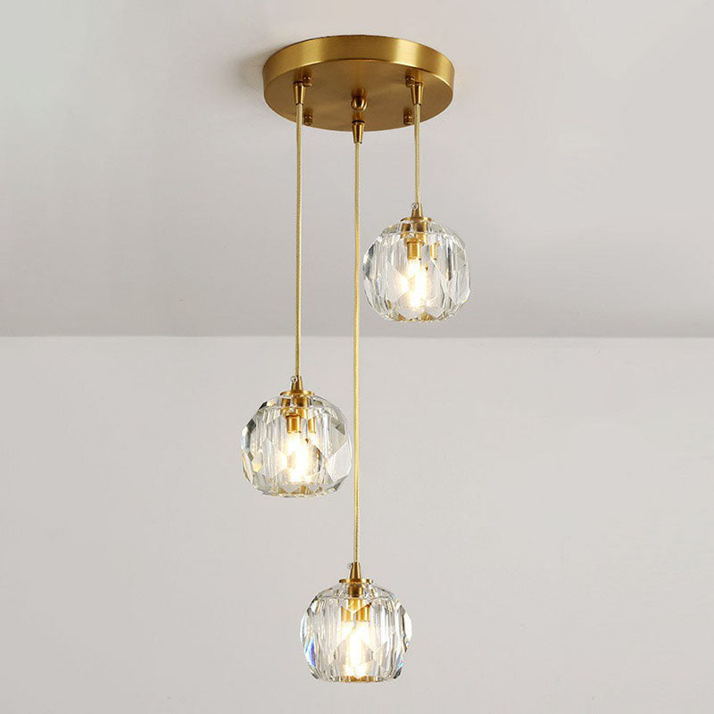 Gold K9 Crystal Pendant Lamp For Stairway Decor 3 /