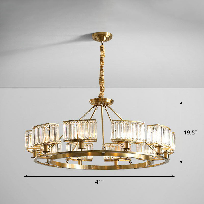 Contemporary Gold Round Chandelier Pendant Light With K9 Crystal For Living Room 10 /