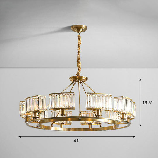 Contemporary Gold Round Chandelier Pendant Light With K9 Crystal For Living Room 10 /