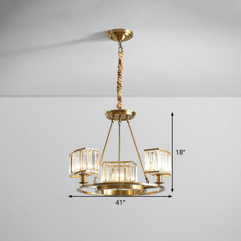 Contemporary Gold Round Chandelier Pendant Light With K9 Crystal For Living Room 3 /