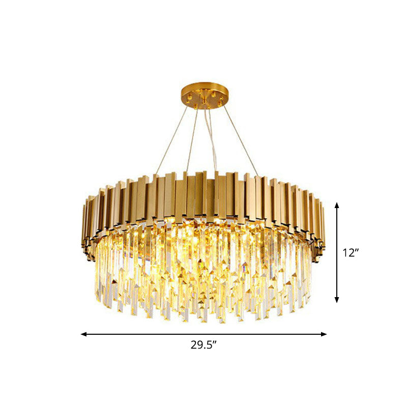 Minimalist Gold Crystal Chandelier For Living Room: Prismatic Pendant Light