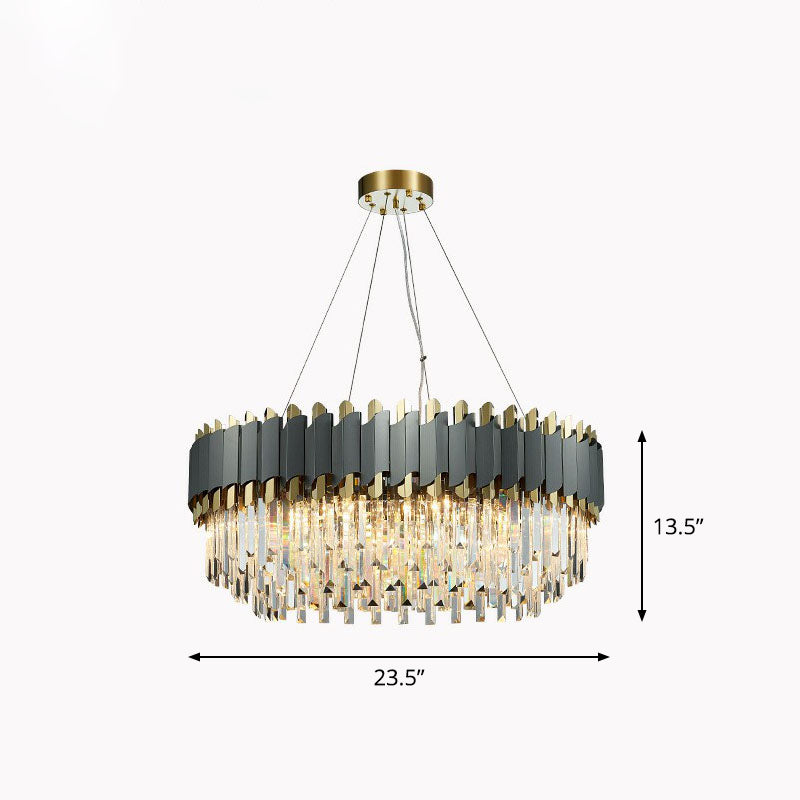 Modern Round Crystal Prism Ceiling Light For Living Room Clear / 23.5
