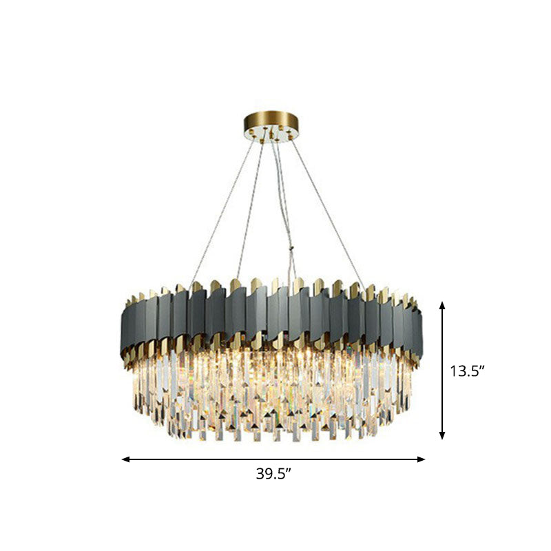 Modern Round Crystal Prism Ceiling Light Fixture for Living Room - Clear Chandelier