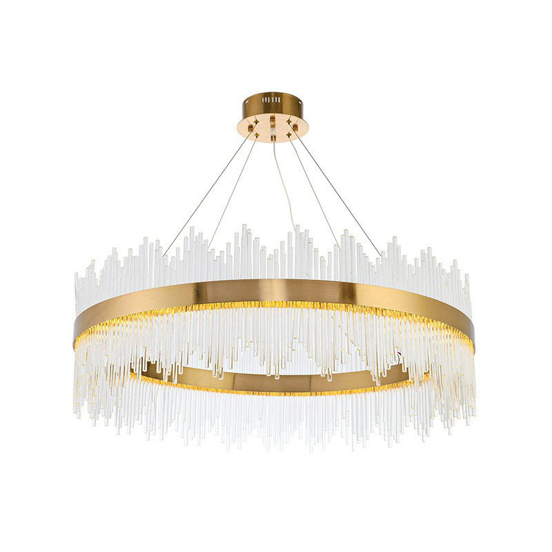 Modern Gold Crystal Rod LED Ceiling Chandelier for Living Room