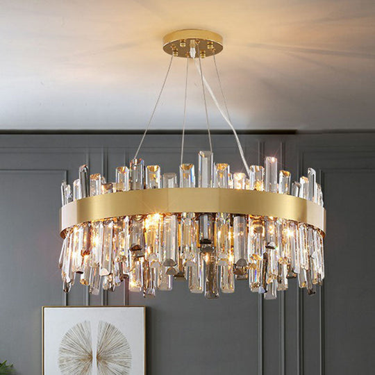 Contemporary Crystal Chandelier Pendant Light - Gold Finish For Living Room