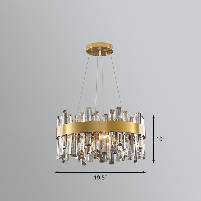Contemporary Crystal Chandelier Pendant Light - Gold Finish For Living Room / 19.5