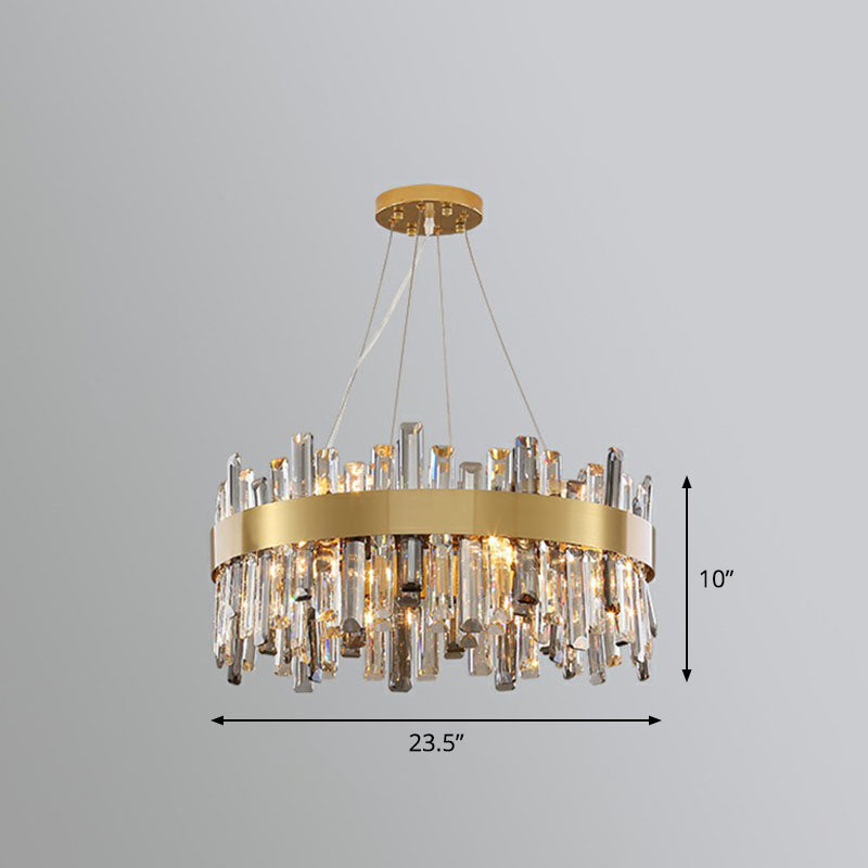 Contemporary Crystal Chandelier Pendant Light - Gold Finish For Living Room / 23.5