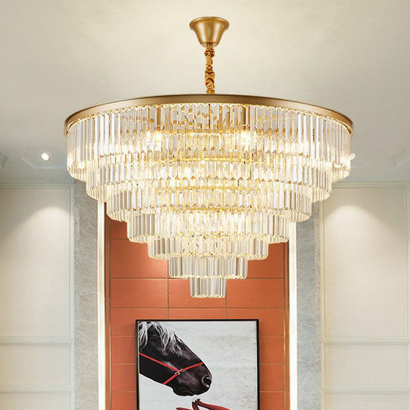 Tiered Crystal Chandelier Light Fixture - Simplicity Design, 6 Bulbs, Perfect for Living Room Pendant Lighting