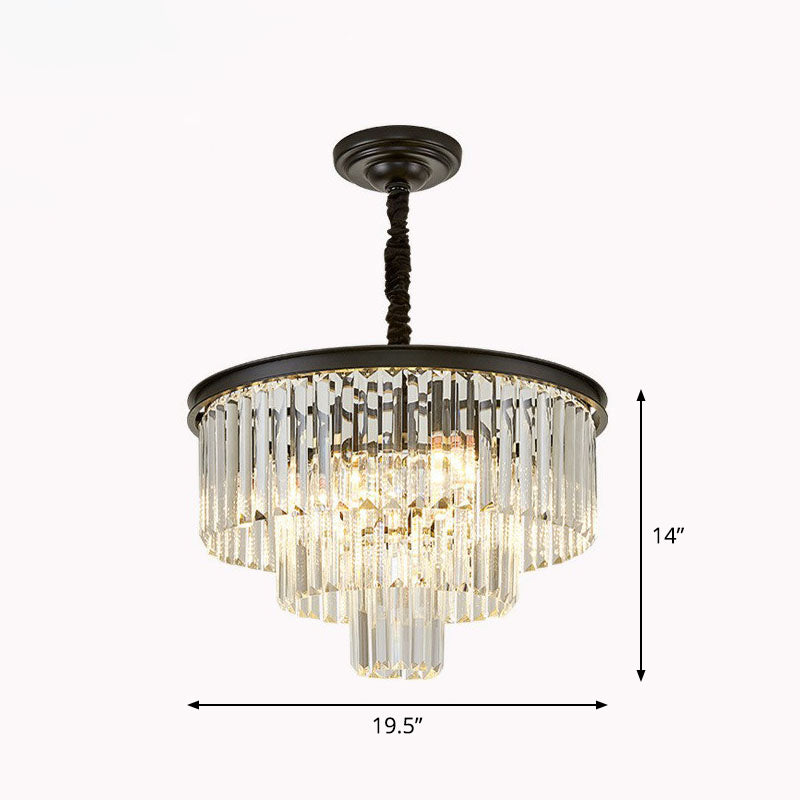 Tiered Crystal Chandelier Light Fixture - Simplicity Design, 6 Bulbs, Perfect for Living Room Pendant Lighting