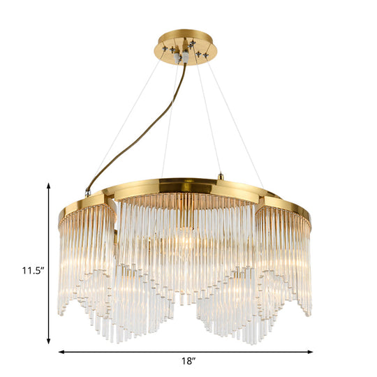 Contemporary Crystal Curtain Chandelier Light with 5 Clear Glass Heads for Living Room Ceiling Pendant